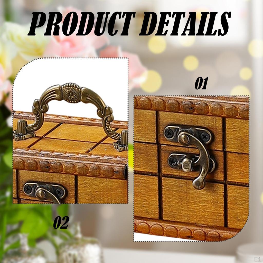 Retro Wood Trinket Box Jewelry Display Case Keepsake Chest Versatile Portable Accessory for Little