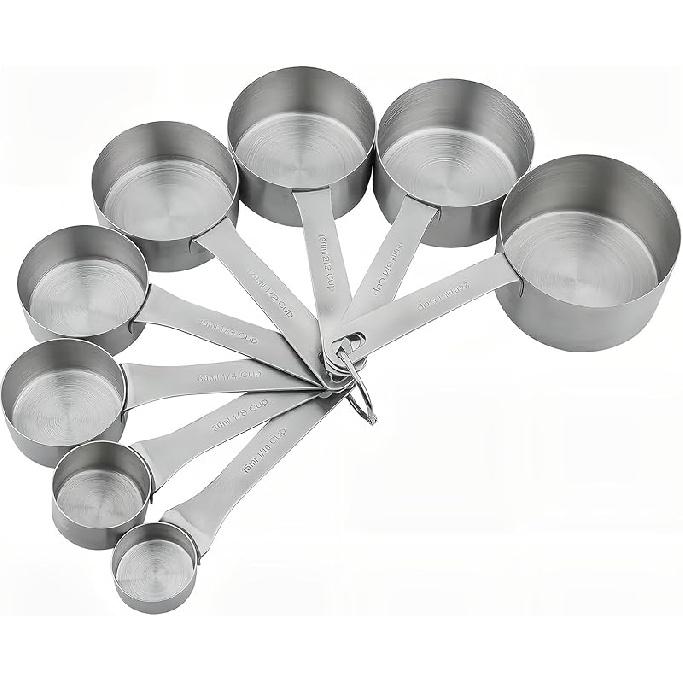 Smithcraft Measuring Cups and Spoons Set 18, 18/8 Stainless Steel Measuring Cups and Spoons Set, Metal Measuring Cups and Spoons Set, 8 Measure Cups Siliver-8cups