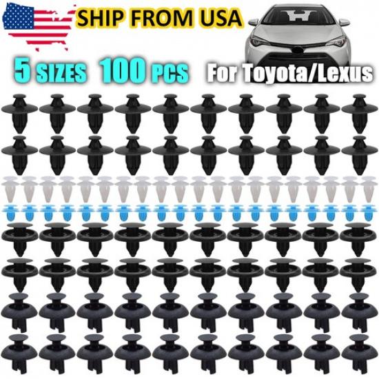 100pcs For Toyota Engine Cover Inner Apron Fender Clips Rivets Screws 7 8mm Hole