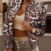 RUGOD Autumn and Winter New Stand-up Collar Leopard Print Camouflage Print Zipper Short Long-sleeved Coat Cardigan Loose Coat