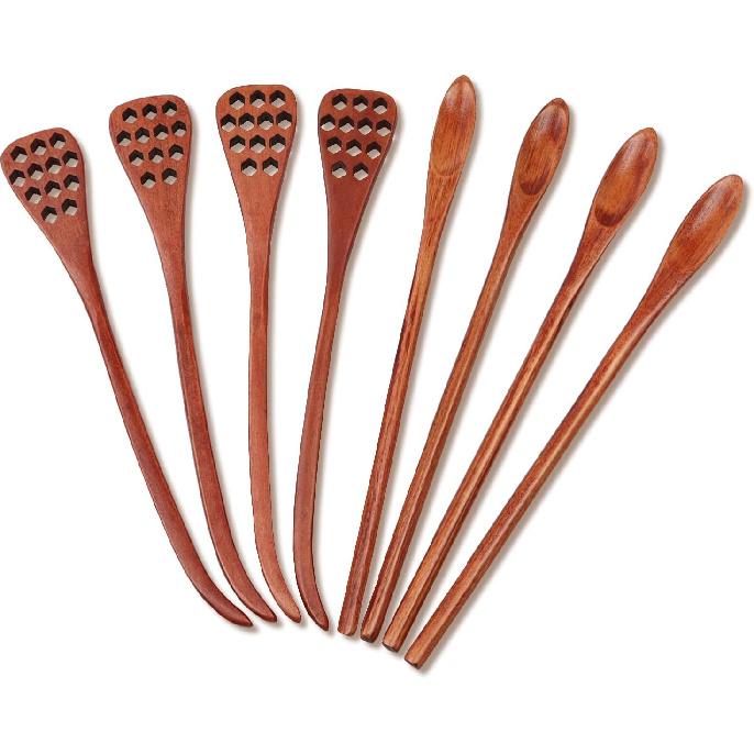 4pcs 7.87Inch Honey Dipper Sticks and 4pcs 7.87Inch Coffee Stirring Spoons, Honey Sticks for Tea,Wooden Honey Spoon Stirrer for Honey Jar Dispense
