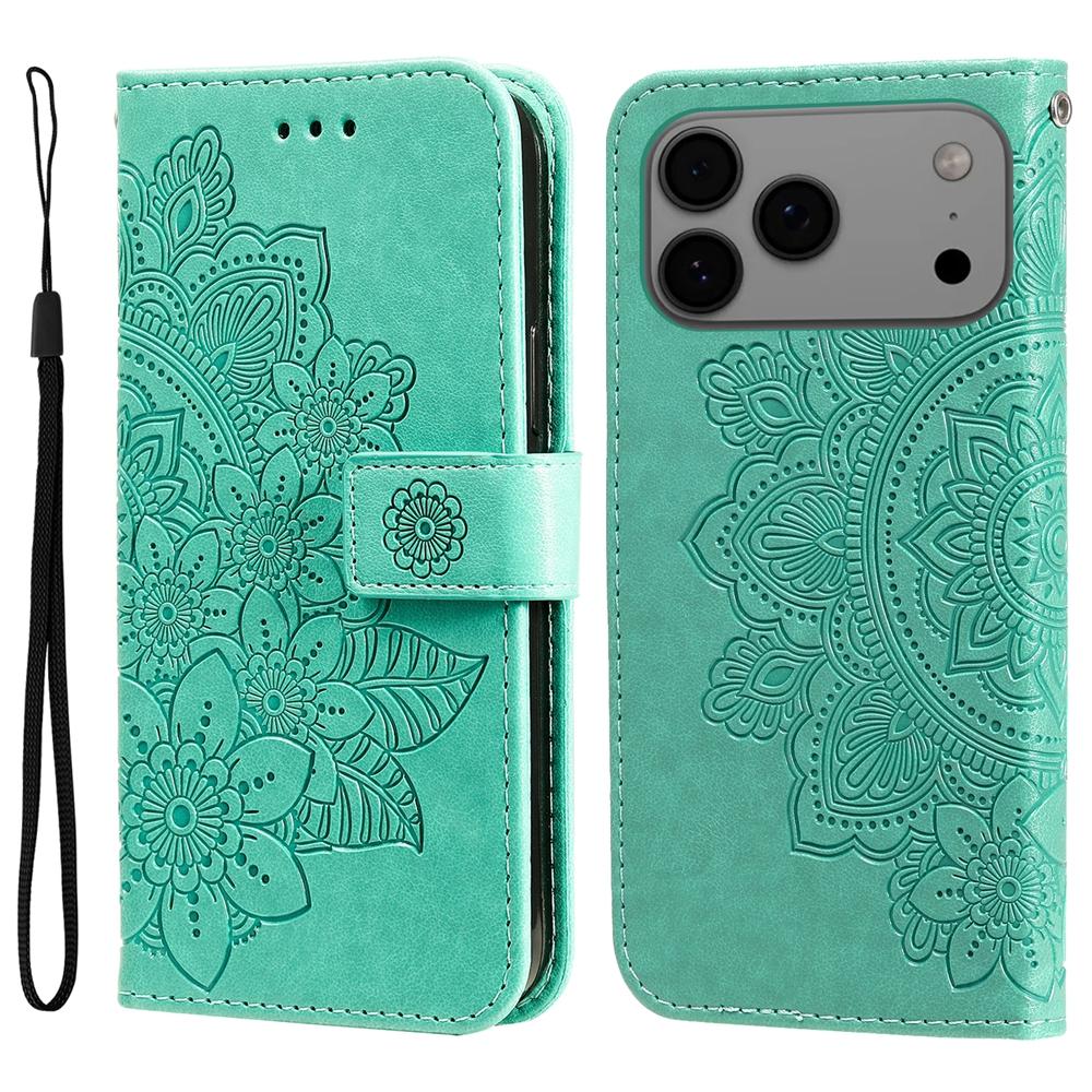 Magnetic Leather Wallet Flip Case for iPhone 17 Air 16e 16 15 14 13 12 Mini 11 8 7 6 SE2 Plus Pro X XS XR Max Phone Cover Flower