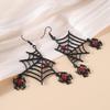 Halloween Spider Web Hook Earrings Punk Style Red Rhinestone Earrings New Trendy Jewelry For Women