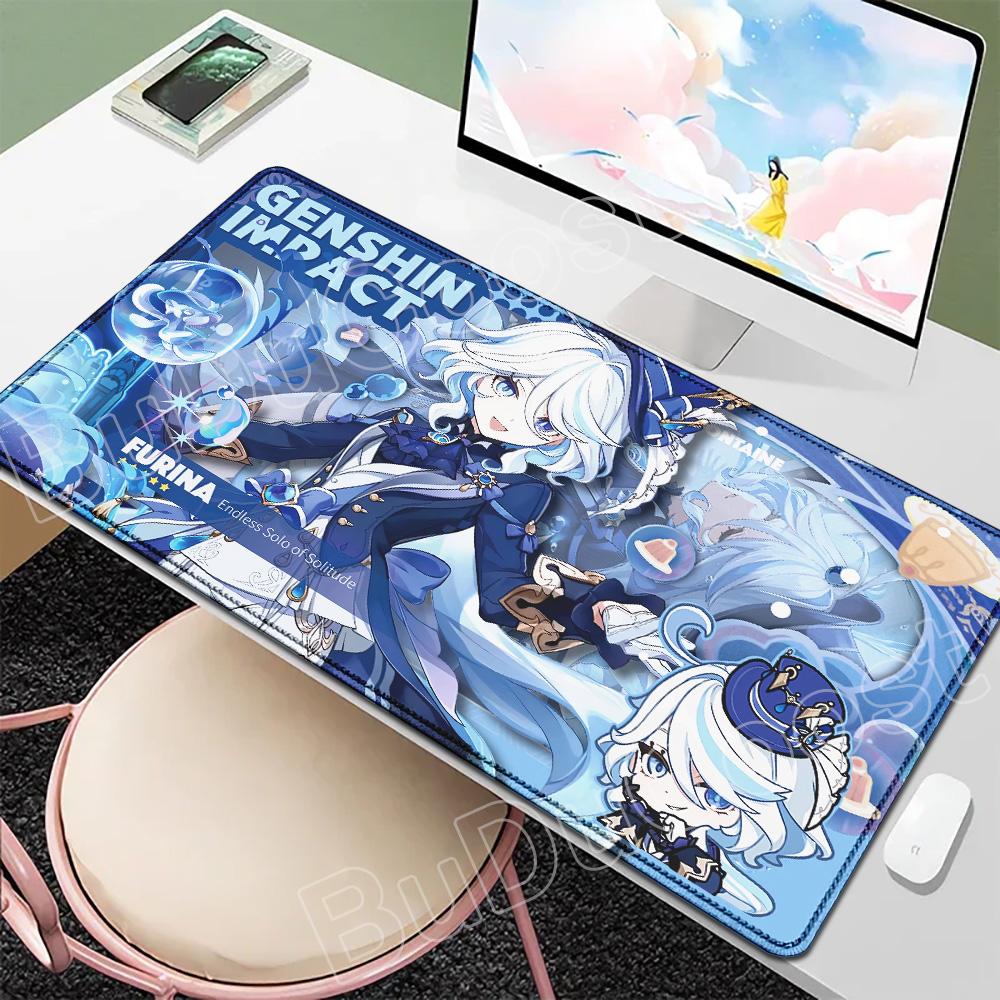 New Wallpaper Gamer Genshin Furina Mouse Pad Anime Gaming Mouse Pad HD Printing Table Pads Rubber Desktop XXL Mousepad Desk Mats