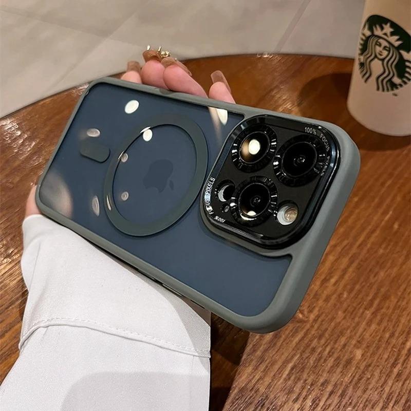 Applicable To Apple 16promax Mobile Phone Case New High-end Iphone15 Magnetic Metal Lens 13 Protection Case