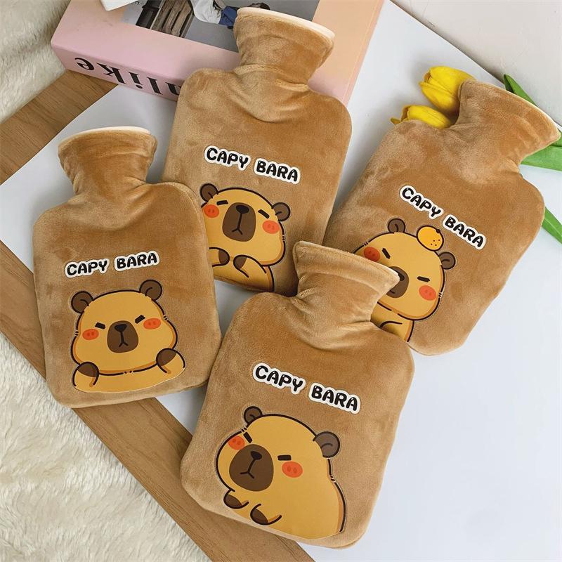 300/500/1000Ml Cute Cartoon Capybara  Water Bottle Water Filling Small Portable Student Hand Warmer Cute Soft Warm Water Bag
