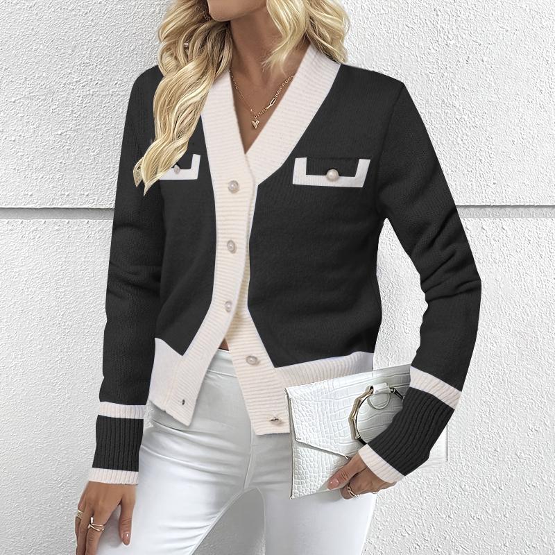 

ZANZEA Женский осенний свитер с длинным рукавом в стиле пэчворк L чёрный