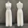 Women's Sleeveless High Waist Wide Leg Jumpsuit Pleated Detail Solid Jumpsuit