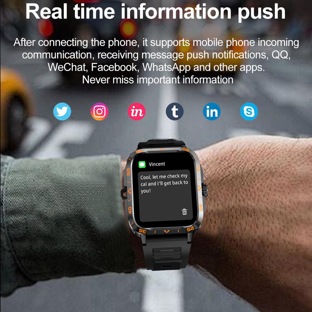 ZW59 Bluetooth-kompatible Anruf-Smartwatch Blutdruck Schlafgesundheitsüberwachung Sportuhr mit Taschenlampe