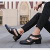 New Summer Genuine Leather Shoes Men Sandals Pure Black Height Increasing 6cm Fashion Modern Heels Mens Party Brand Male Footwear