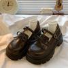 With skirt retro platform small leather shoes women's autumn new brown Mary Jane single shoes