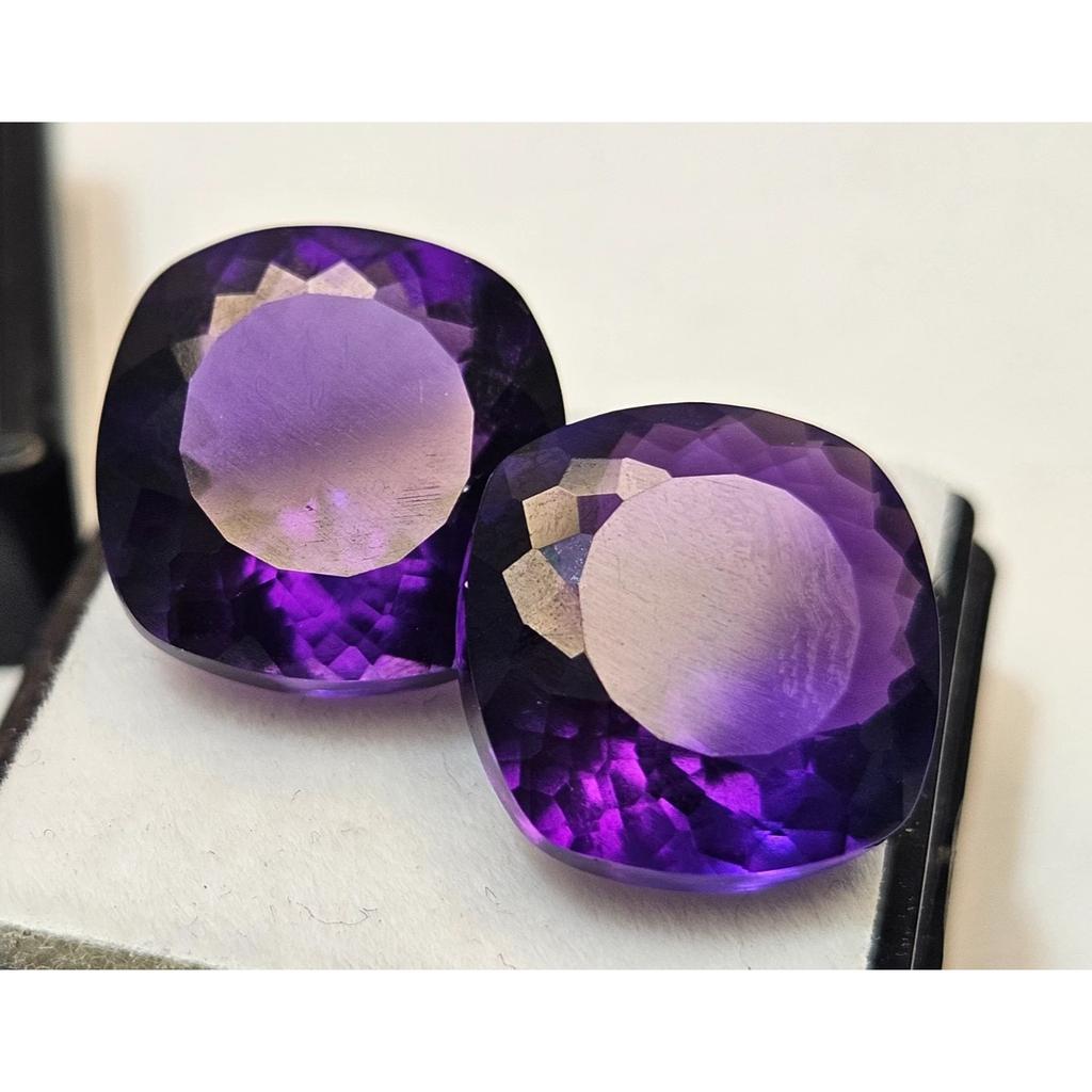Cushion Cut Natural Purple Amethyst For Earring 20-21 Ct Pair Stunning Gemstone
