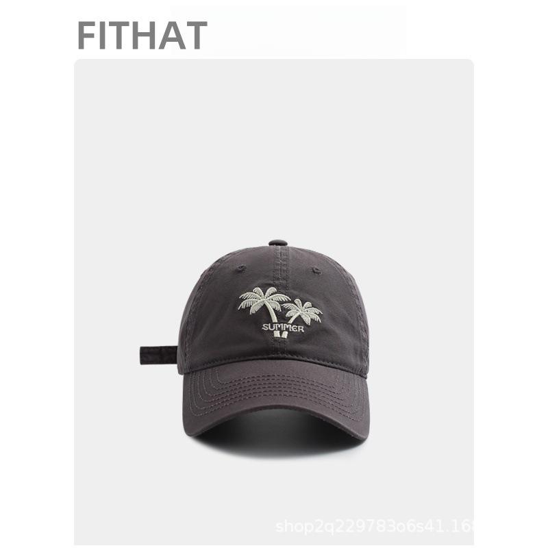 Embroidered Coconut Soft Top Baseball Cap Women S Summer Fashion Versatile Sunscreen Visor Tide Cap Men Adjustable серый