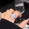 18k Gold-Plated Zirconia Water Drop Flower Ring, Simple Fashion Luxury Jewelry