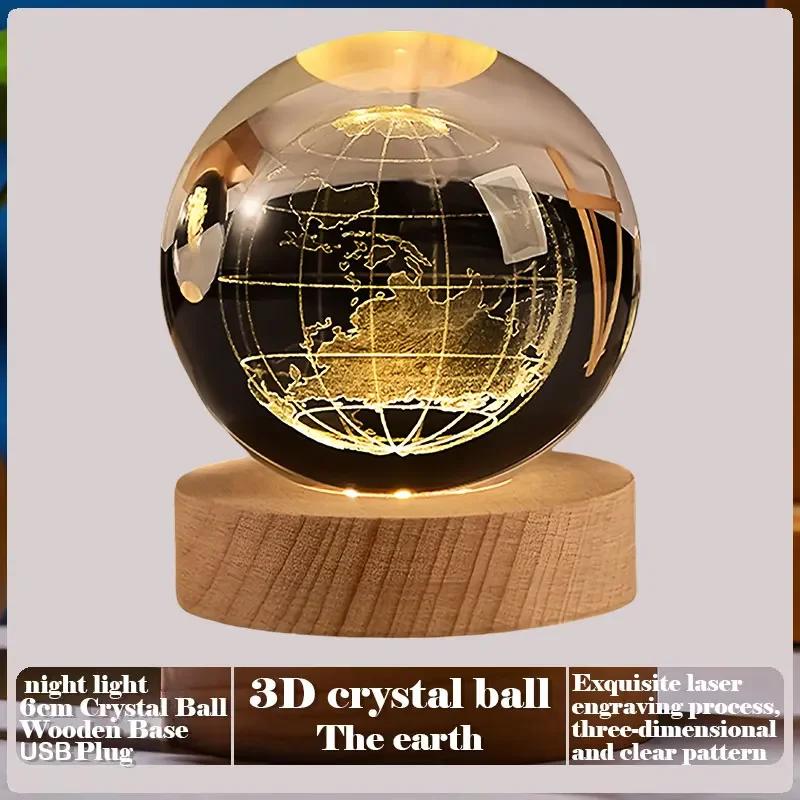 Dárek na Valentýna 2025 3D Růže Křišťálová koule Laserové gravírování Domácí ozdoba Řemesla Stolní dekorace Narozeninový Dárek ke Dni matek