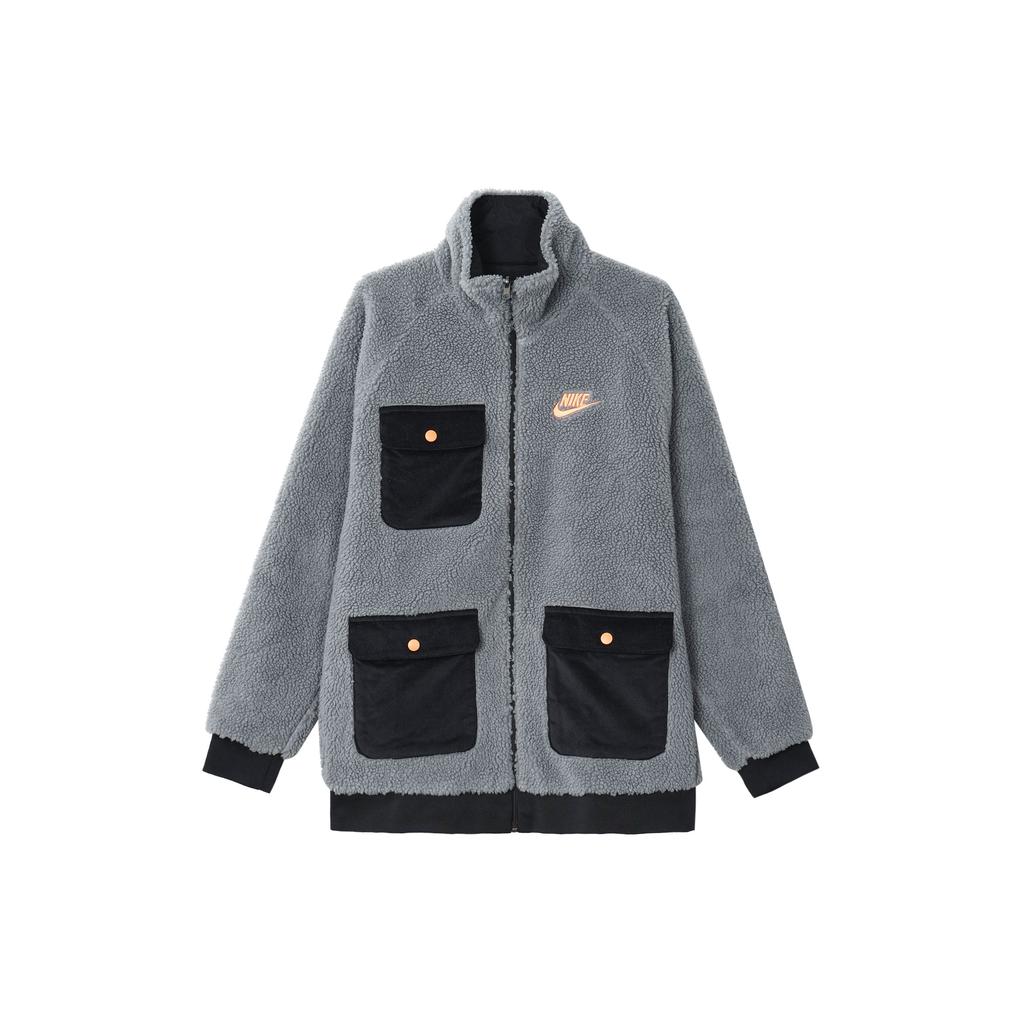 Nike Embroidered Logo Stand Collar Reversible Full-Zip Jacket Men Outerwear Cool-Grey DZ4713-065