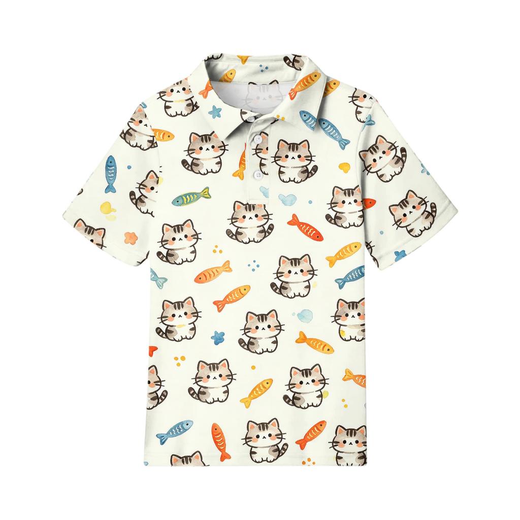 Kids Casual Short Sleeve Polo Shirt Animal Print T Shirt Toddler Boys Girls Summer Top Soft Comfortable Lightweight Tee