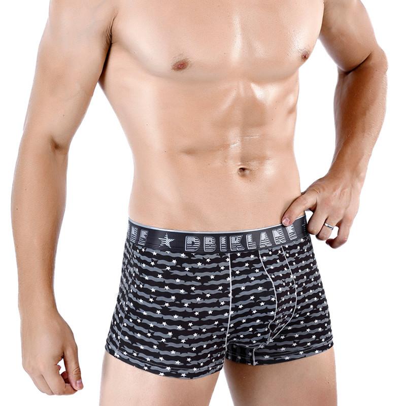 Nové prvotřídní pánské boxerky s bavlněným potiskem sexy tide pánské krátké kalhotky se čtyřmi rohy