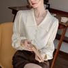 Spring Women's New Retro Elegant All-match Lantern Sleeve Shirt