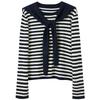 Sancai Women's Striped Round Neck Pullover Sweater