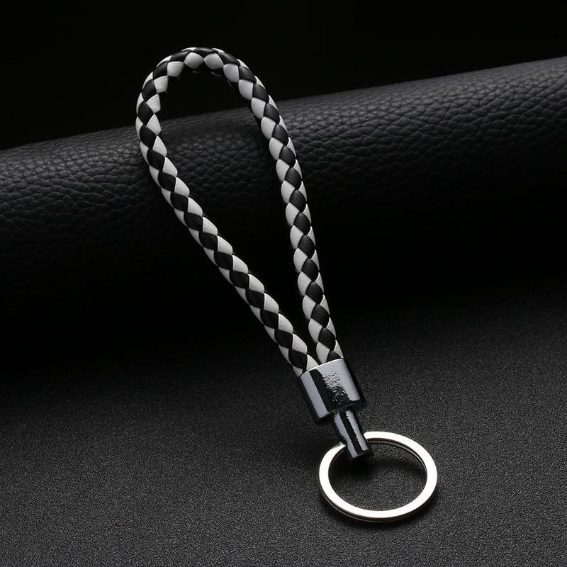 1PCS Multiple Colors Unisex Braided Leather Rope Handmade  Keychain Key Chain Car Key Ring Accessories