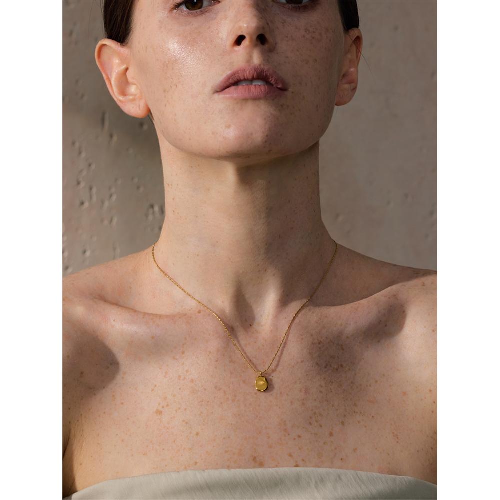 Yhpup Simple Stainless Steel Metal Square Hammer Pendant Necklace Gold Silver Color 18K PVD Plated Fashion Collar Jewelry