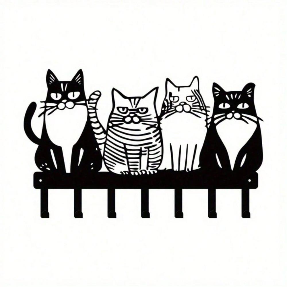 Schattige Katvormige Metalen Wandhaak Duurzaam Keuken Huis Decoratie Handdoek Kledinghanger