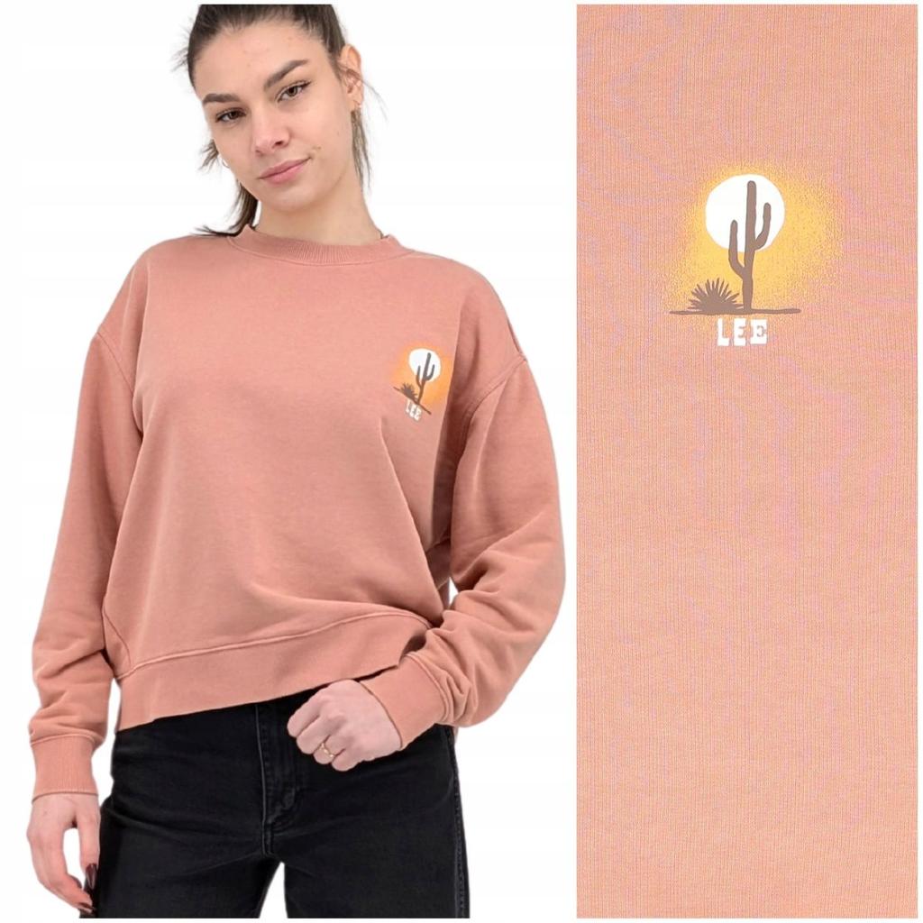 Lee relaxed graphic crew Sepia loose cotton women's sweatshirt with logo S