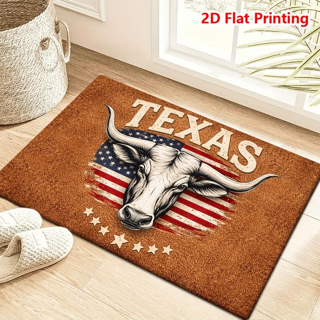 Door Mat Outdoor USA Red White Blue Welcome Rug Patriotic Mat Non-Slip Independence Day Freedom Memorial Day Indoor Entrance Outside Porch Front Decor