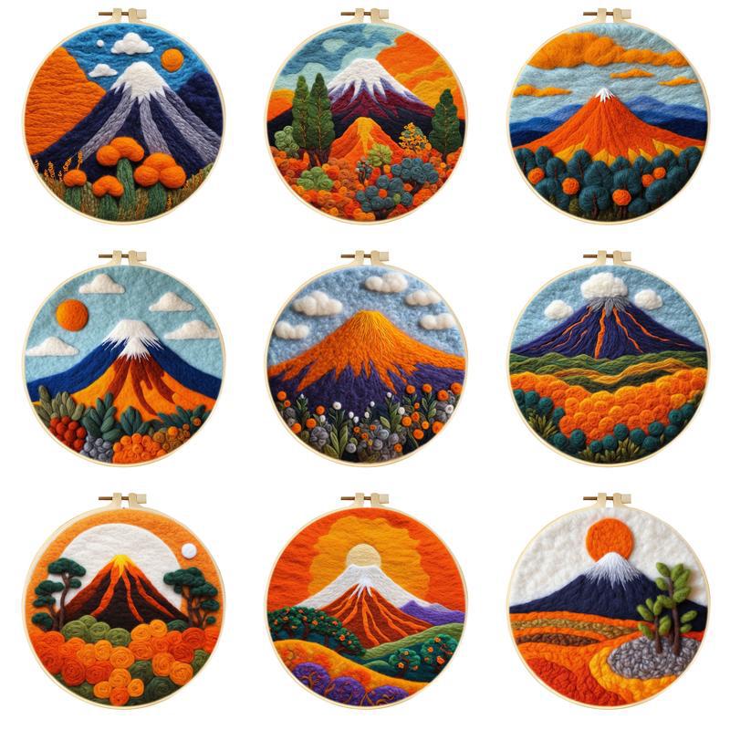 1 stk Grønn plante og landskapsmønster Broderisett, Filtmaling DIY-gave