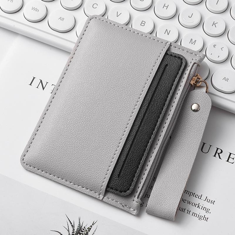 Ultra-thin PU card holder female Korean version of the zipper coin purse multi-card slot simple fashion compact card holder anti-degaussing