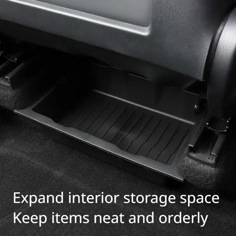 Underseat Storage Box for Tesla Model X Car Seats Drawer TPE Hidden Storage Box Push Pull ModelX Car Interior Accessories