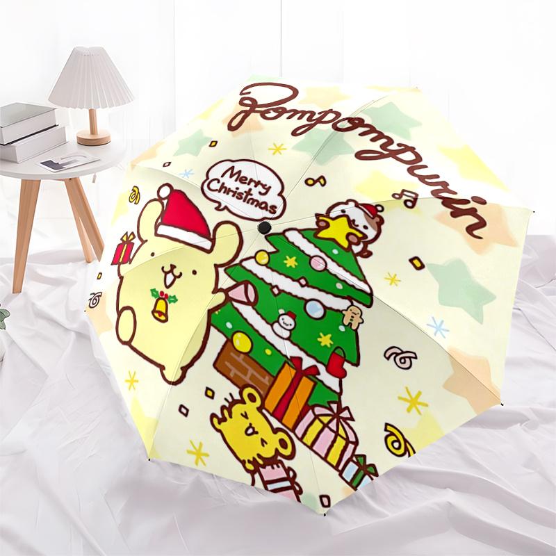 1pc Pompompurin Christmas Edition Automatic Opening/Closing Umbrella with Foldable Design and Iron Frame - Perfect Gift for Fans, Travelers, and Daily