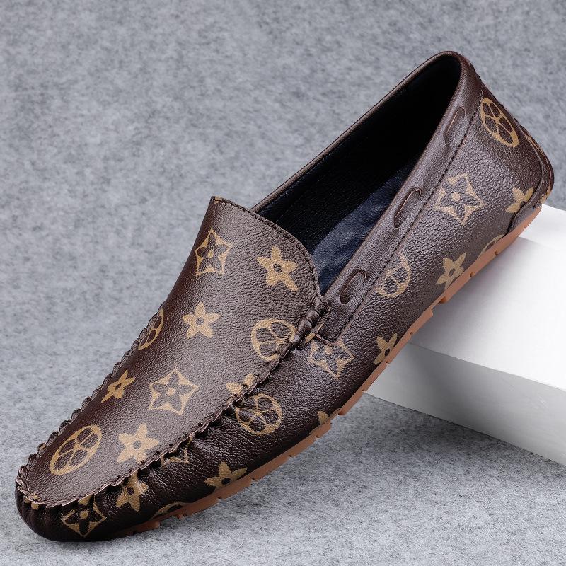 Autumn Men s Handmade First Layer Cowhide Leather Driving Shoes, Large Size Casual Style. Size 44 коричневый