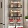 Refrigerator Storage Rack Side Hanging No-nail Sticker Tissue Paper Holder Cling Film Roll Paper Kitchen Seasoning Organizer