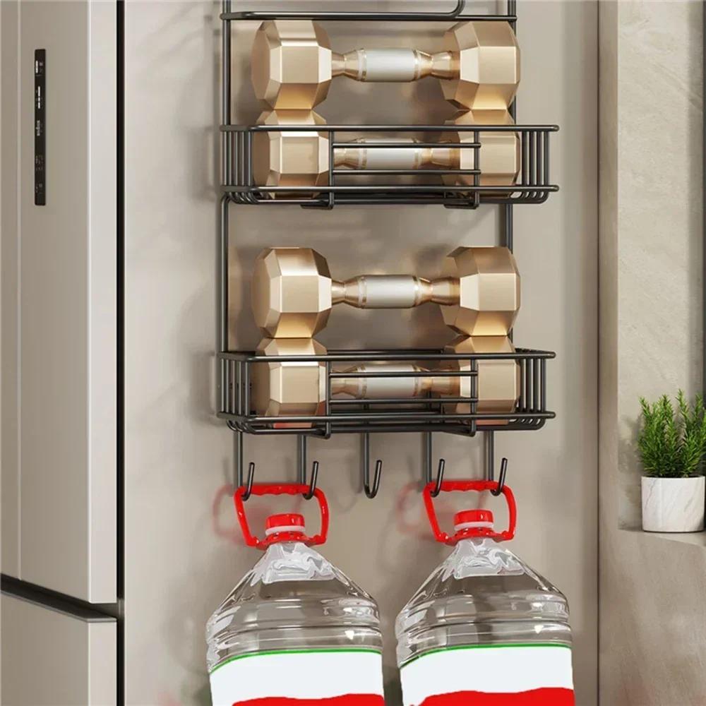 Refrigerator Storage Rack Side Hanging No-nail Sticker Tissue Paper Holder Cling Film Roll Paper Kitchen Seasoning Organizer