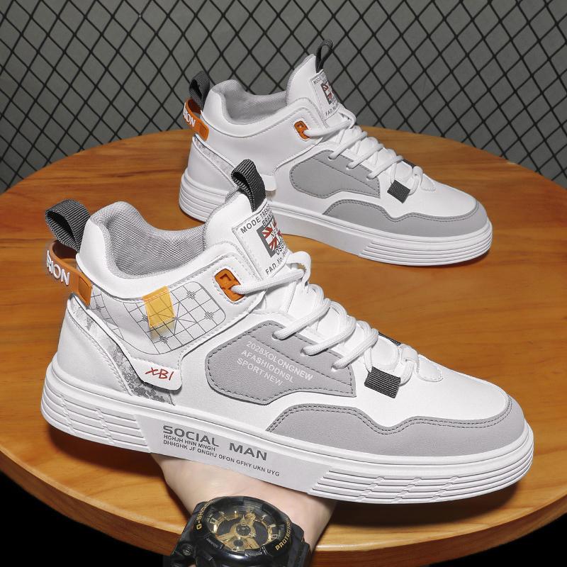 Fashion Men's Casual Shoes Skateboarding Shoes Lightweight High Top Men Shoes Flat Lace-Up Sneakers Male Business Travel Tenis Masculino