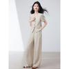 Women's Summer 2025 V-Neck Shirt & Wide-Leg Pants Two-Piece Set