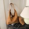 Faux Suede Solid Color Zipper Simple Casual Tote 2026 High-end Retro Bags Waterproof Durable Versatile Temperament Handbags