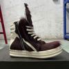 Ro Sneakers Wine Red Horsehair High Top Shoe Leather Boot Men Shoes ZIP Women Casual Sneaker Luxury Horse Hair Ankle Boots