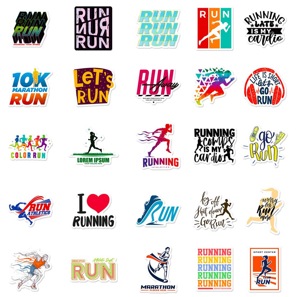 50 Running English Stickers Sports Series Running Running Graffiti Water Cup Fitness Stickers