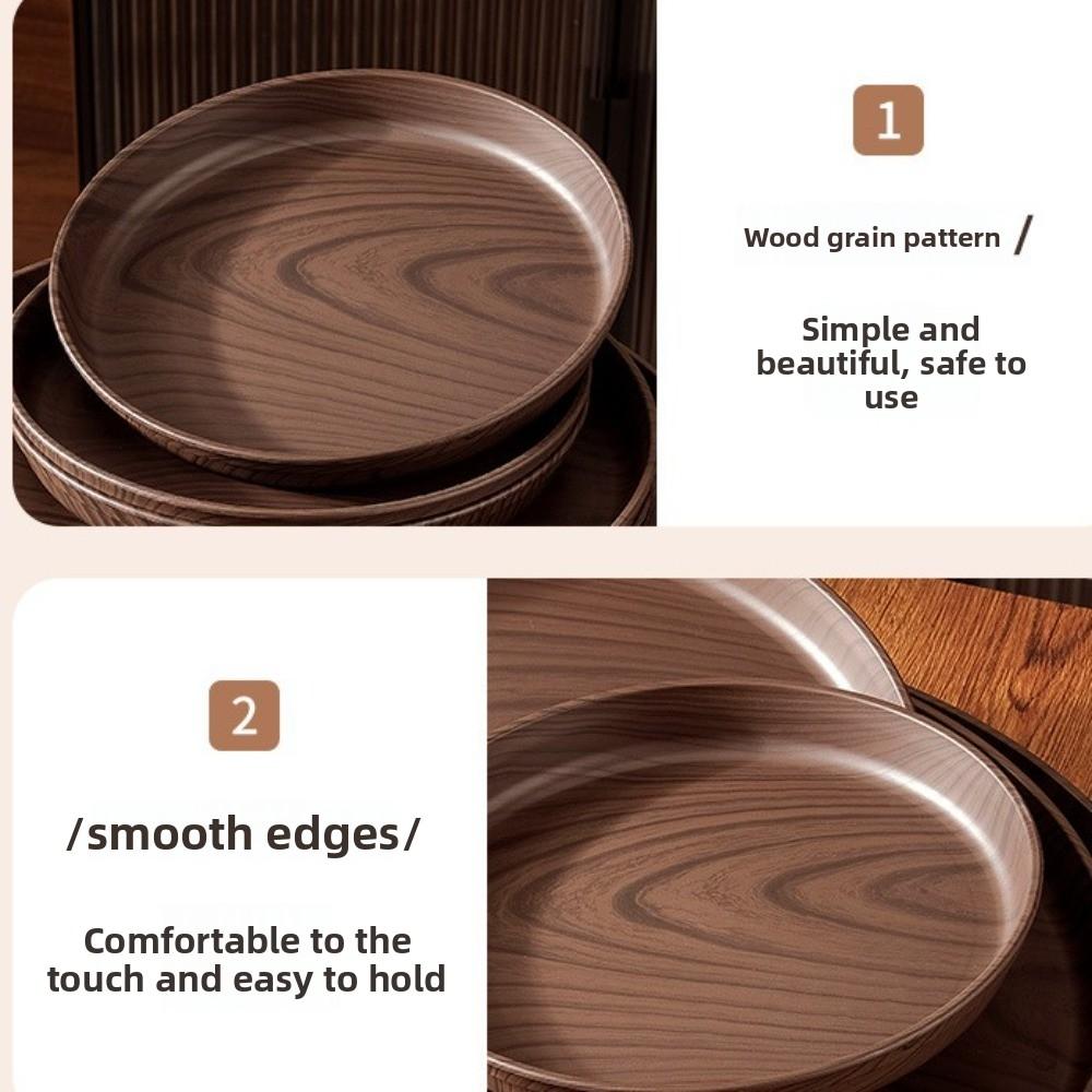 20/26/32/38cm Imitation Wooden Tray Round Shape Food Tray Imitation Wooden Serving Tray  Home Use