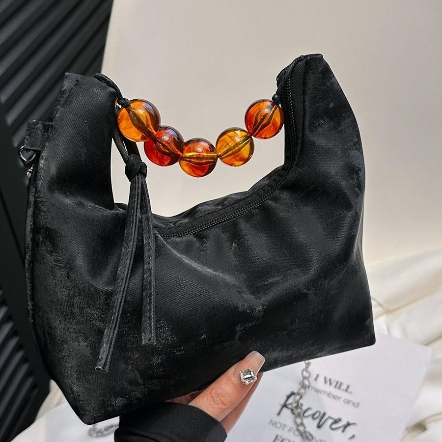 Stylish Pu Pearl Handbag For Women Trendy Soft Chain Small Square Crossbody Bag