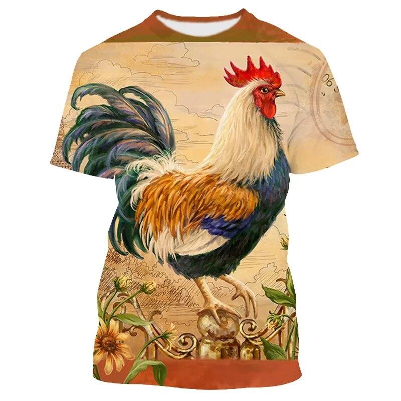 Trend Fun France Gallic Rooster Chicken Fowl Tričko s potiskem Harajuku Fashion Roztomilý Animal Grafický Trička Muži Streetwear