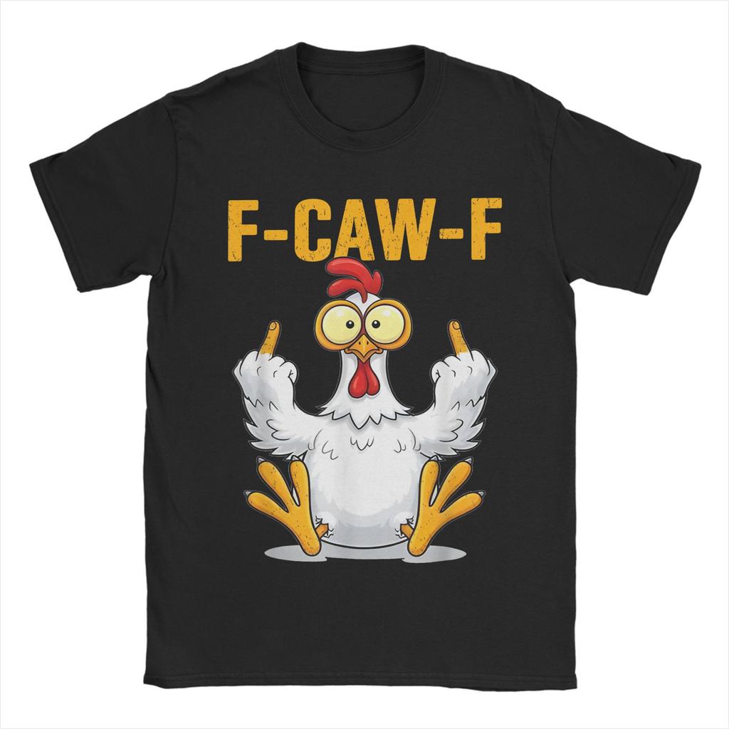 T-shirt Meme Coq F-Caw-F pour Homme 100% Coton T-Shirt Nouveauté Col Rond T-Shirts Manches Courtes Hauts Grande Taille