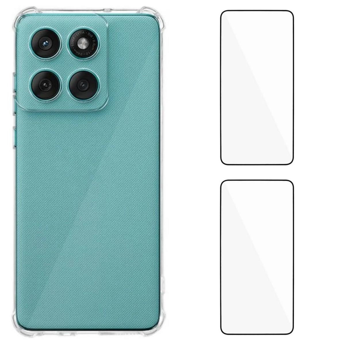 

For Motorola Edge 60 5G TPU Case WANLONFENG WL3 Series 1.5mm Phone Cover with 2Pcs Tempered Glass Films Transparent