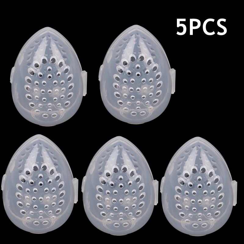 1/2/5PCS Clear Egg Shaped Empty Makeup Sponge Storage Box Portable Plastic Cosmetic Puff Organizer Rack Blender Holder Stand