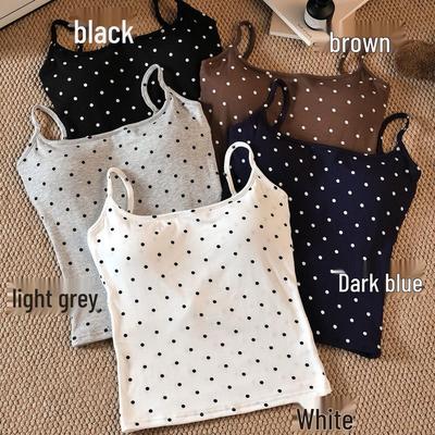 Spicy Girl Polka Dot Backless Camisole with Chest Pad - Slim Fit Women's Top