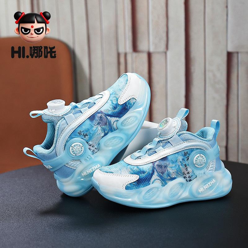 

Nezha classmate boys mesh breathable sneakers 2025 spring and autumn new middle-aged and older children rotating button running shoes 39