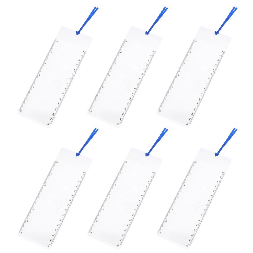 

6PCS Plastic Bookmark Ruler Transparent Handheld Bookmark Magnifiers 3X Magnifying Portable 3X Bookmark Magnifying Glass